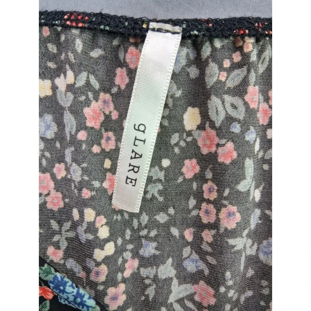 GLARE Floral Mini Dress Womens Large Black Ditsy Print Short Sleeve GD15401 - Picture 3 of 7
